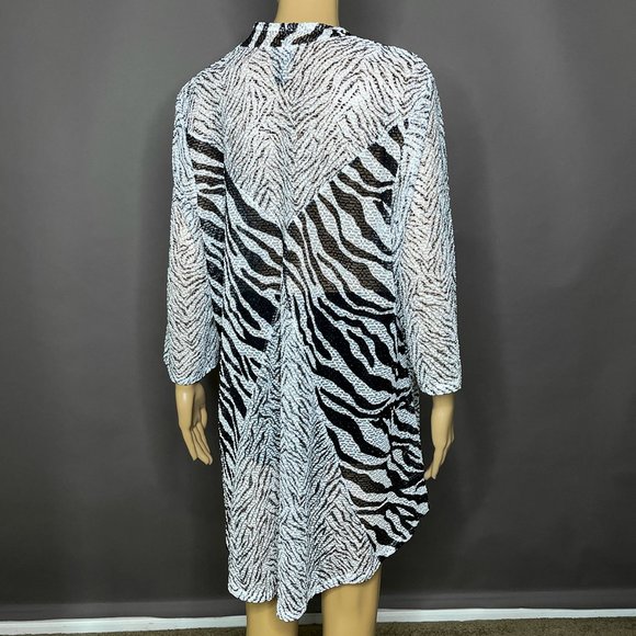 Travelers by Chico's B/W Zebra Print Jacket Sheer Open Front Size 3 or US 16 - Picture 4 of 16